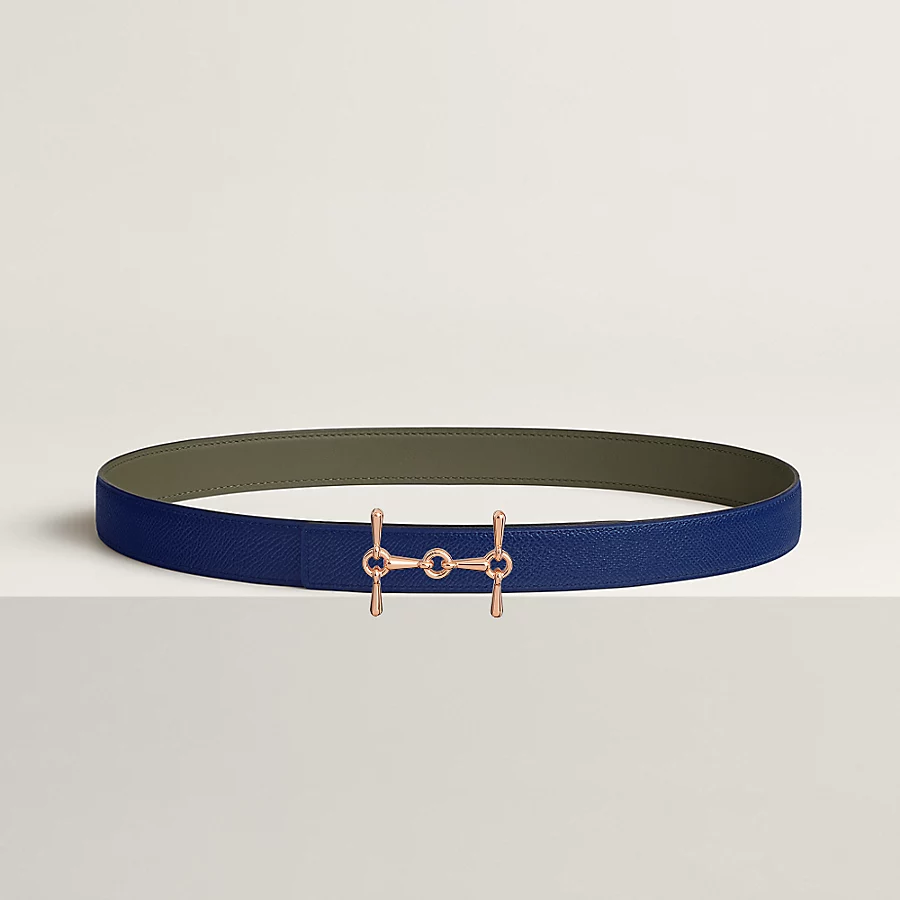 H Equestre belt buckle & Reversible leather strap 24 mm - Image 1